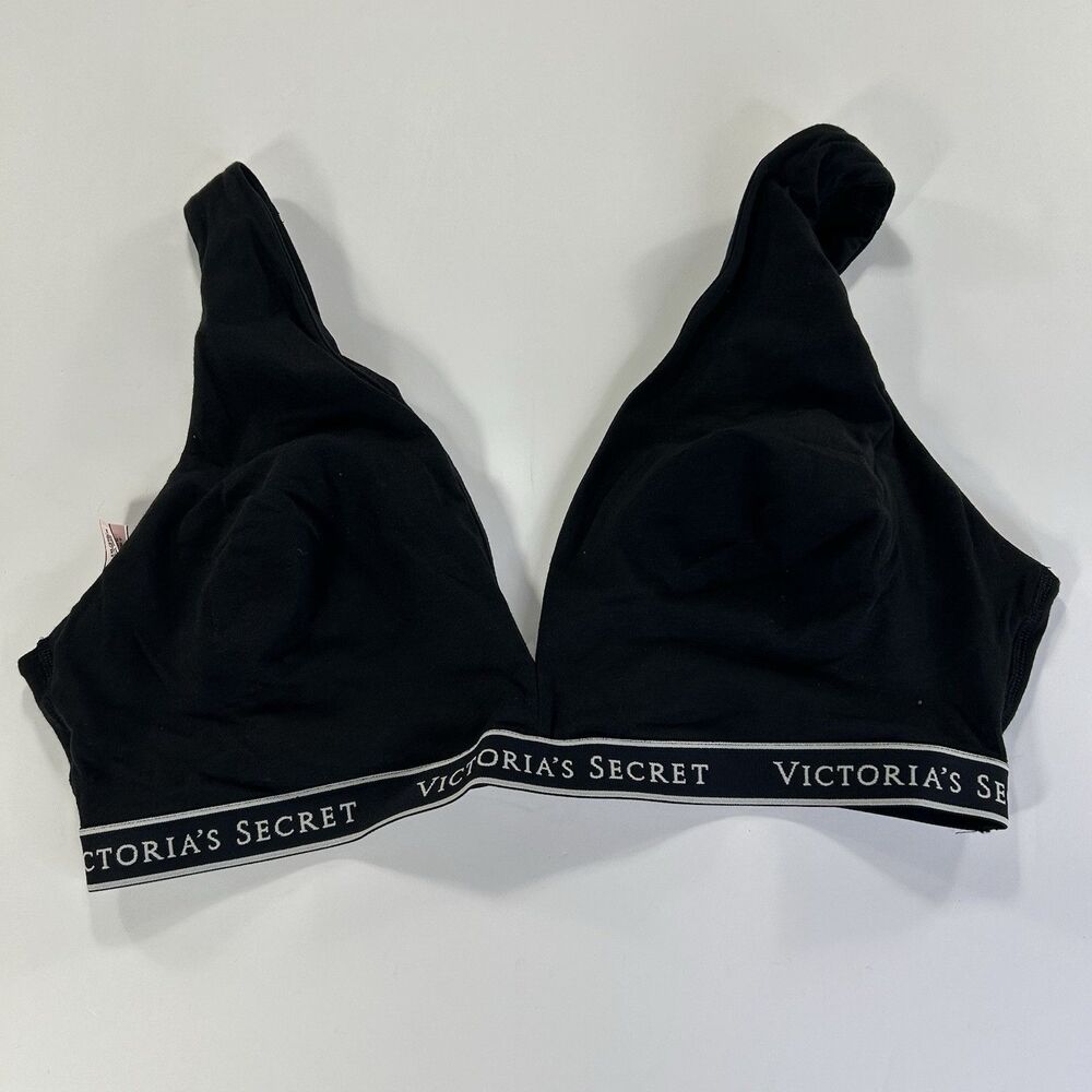 Victoria's Secret Black Bralette XXL Wireless Lounge Bra Soft Triangle Bralett
